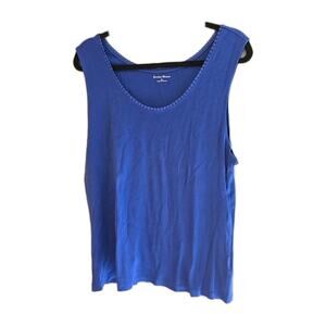 Studio Works Blue Scoop Neck Relaxed‎ Sleeveless Casual Tank Top Womans Size XL